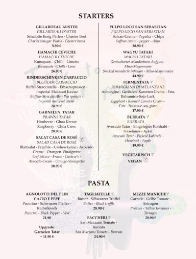 Starters and Pasta
